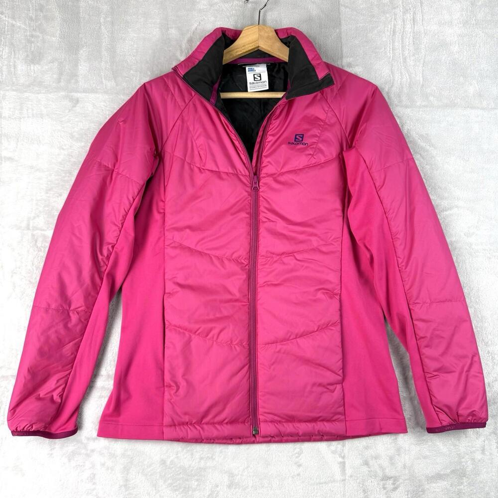 Salomon Pink Insulated Jacket Full Zip Lightweight Outdoor Women M Middle Layer